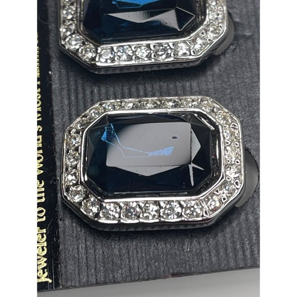 Vintage KJL Kenneth Jay Lane Princess Diana Blue Rhinestone Clip On Earrings - Picture 6 of 13